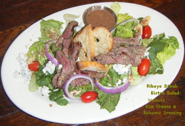 Ribeye Steak Bistro Salad:  Walnuts, Blue Cheese & Balsamic Dressing